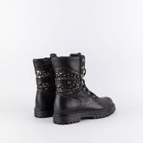 Dana Black Leather Combat Boots