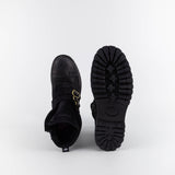 Kara Black Suede/Leather Combat Boots