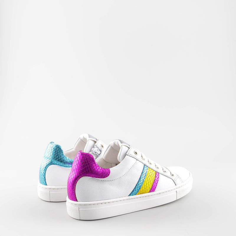 Girl's white leather sneakers by Giga Shoes.