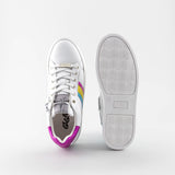 Girl's white leather sneakers by Giga Shoes.