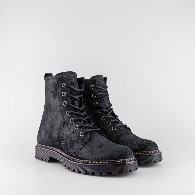 Liz_Shiny Black Combat Boots