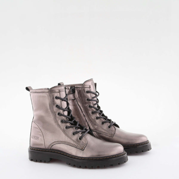 Girl's rose gold leather combat boot by Giga Shoes