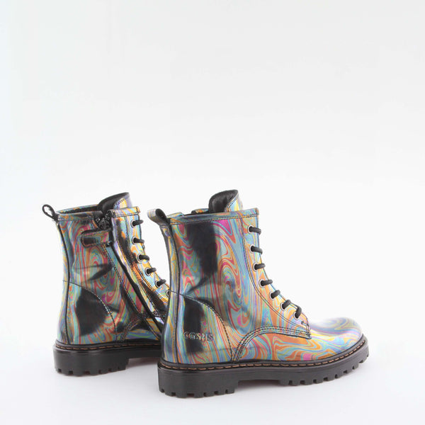 Girl's multicolor leather combat boot by Giga Shoes