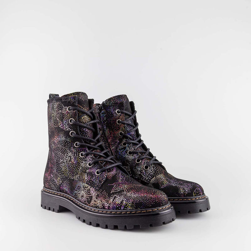 Girl's multicolor leather combat boot by Giga Shoes