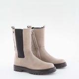 Girl's taupe leather high boot by Giga Shoes