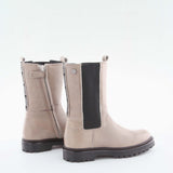 Girl's taupe leather high boot by Giga Shoes