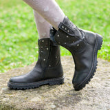 Girl's black leather boot by Giga Shoes