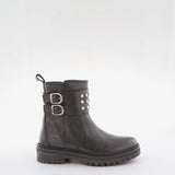 Girl's black leather boot by Giga Shoes.