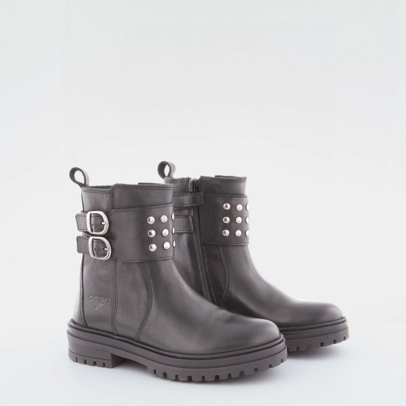 Girl's black leather boot by Giga Shoes.