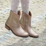 Girl's gold leather boot by Giga Shoes