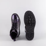 Liz Black/Lilla Leather Combat Boots