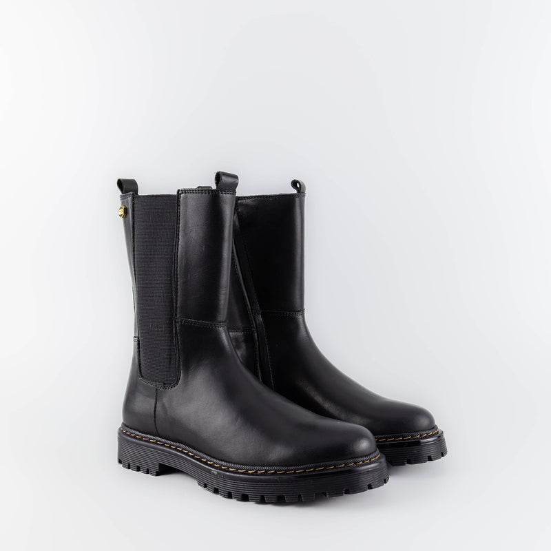 Emily Black Leather Chelsea Boots