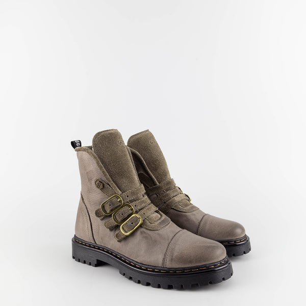 Kara Taupe Suede/Leather Combat Boots