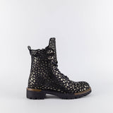 Isis Black/Gold Leather Combat Boots