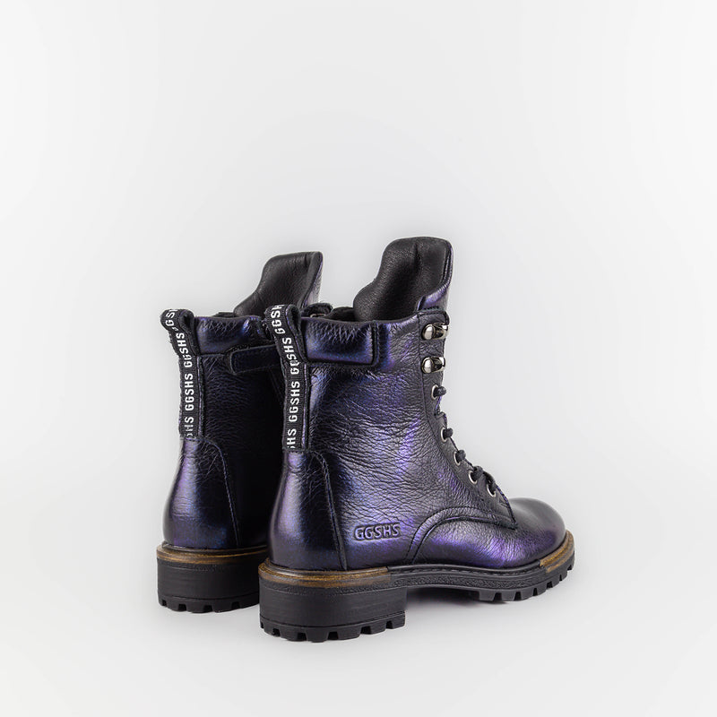 Isis Blue Leather Combat Boots