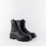 Raya Black Leather Combat Boots