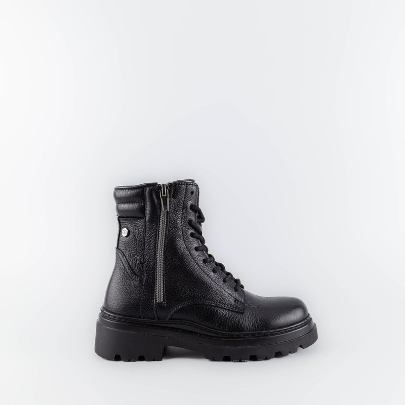 Ida Black Leather Combat Boots