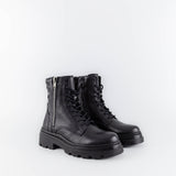 Ida Black Leather Combat Boots