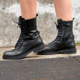 Tori Black Leather Combat Boots