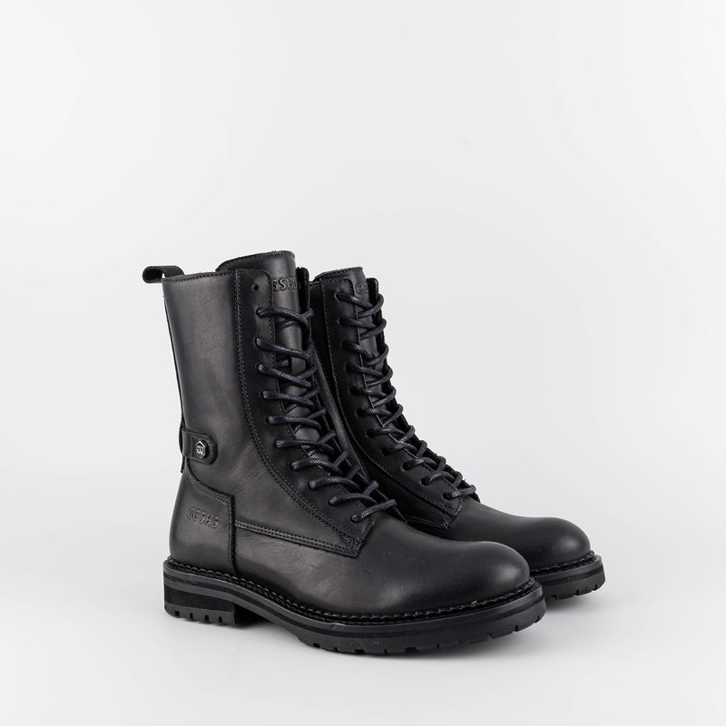 Tori Black Leather Combat Boots